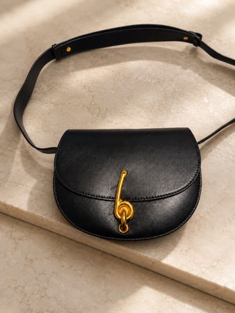 Burberry Leder Crossbody Tasche Schwarz Gold Made in Italy