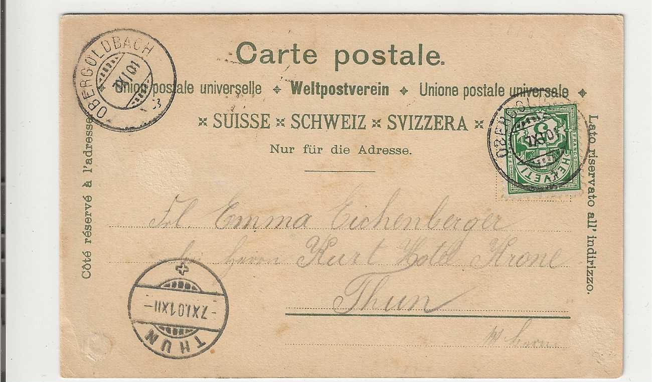 Cartoline postali: Grosshöchstetten, Litho, 1901 – Usato da Spiez venduto da Niesen20 1