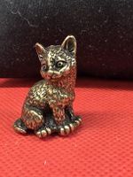 Katze Figur aus Messing sitzend kleiner Dekorationsartikel