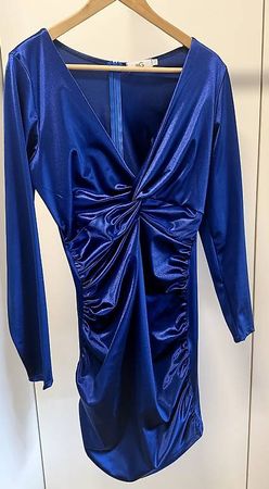 Wal G Kleid, königsblau, mit Raffungen und glänzend