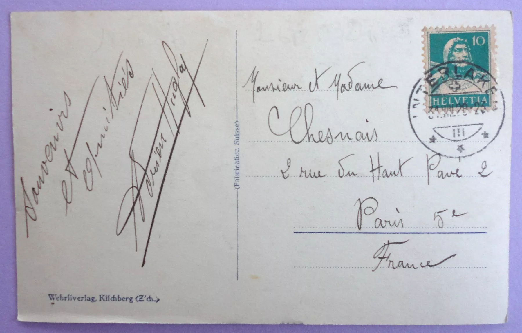 Cartoline postali: Interlaken, Höhenweg – Usato da Fétigny venduto da Billy2miny 1