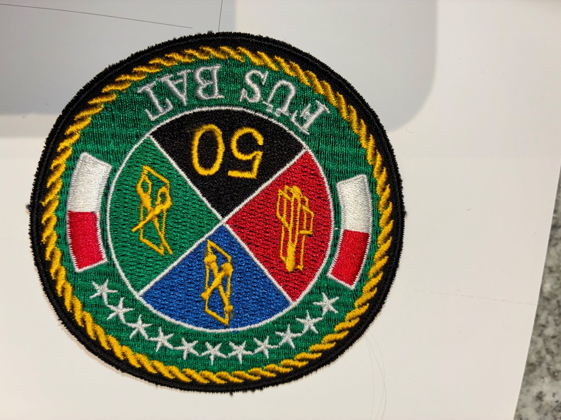 Schweizer Armee Patches: Badge Stab Fès Bat 50 – Gebraucht aus Oberiberg von stab