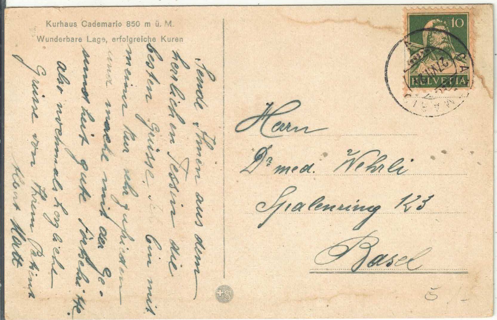 Cartoline postali: Kurhaus Cademario - Litho – Usato da Ettingen venduto da Kartenplanet 1