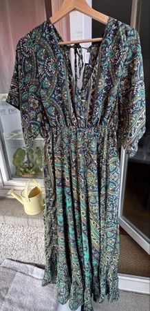 Boho Paisley Maxi Dress, Silk Blend, Perfect for Summer!