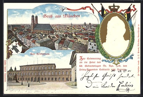 Cancelleria postale: München, Königsbau, Panorama, Prinzreg – Usato da Berlin venduto da bartko-reher