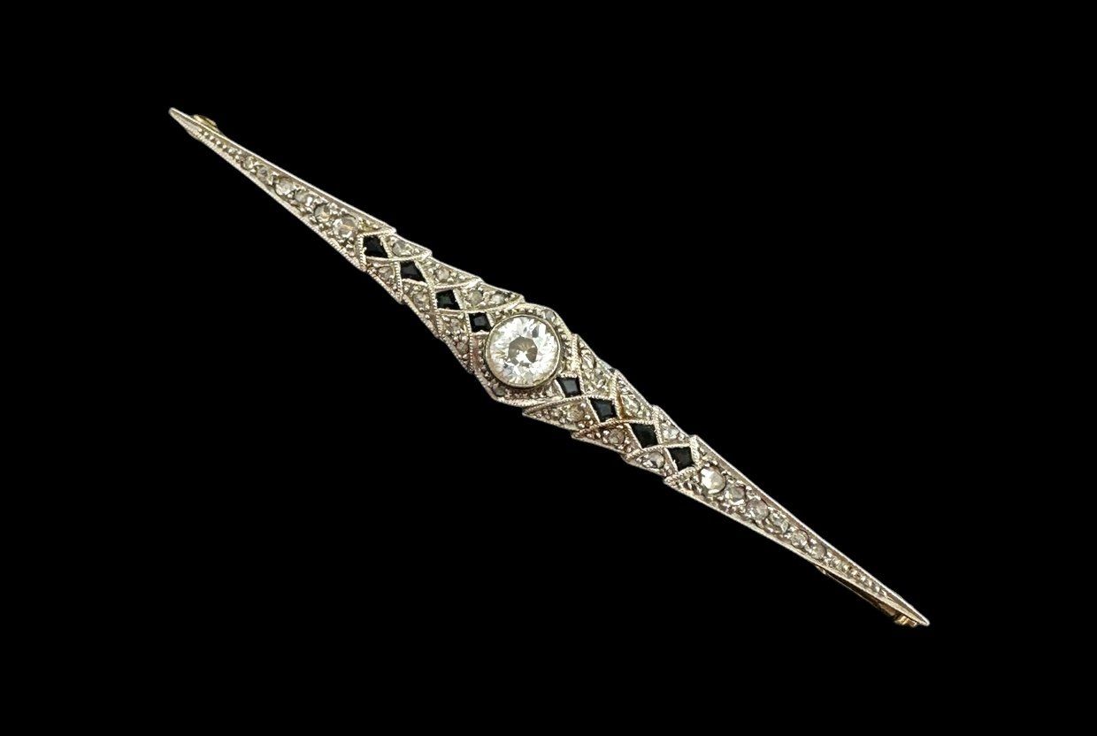 Spille & Fermagli: Antike Diamanten - Onyx - Stabbrosche um 1915 – Usato da Zuzwil SG venduto da artimmo 1
