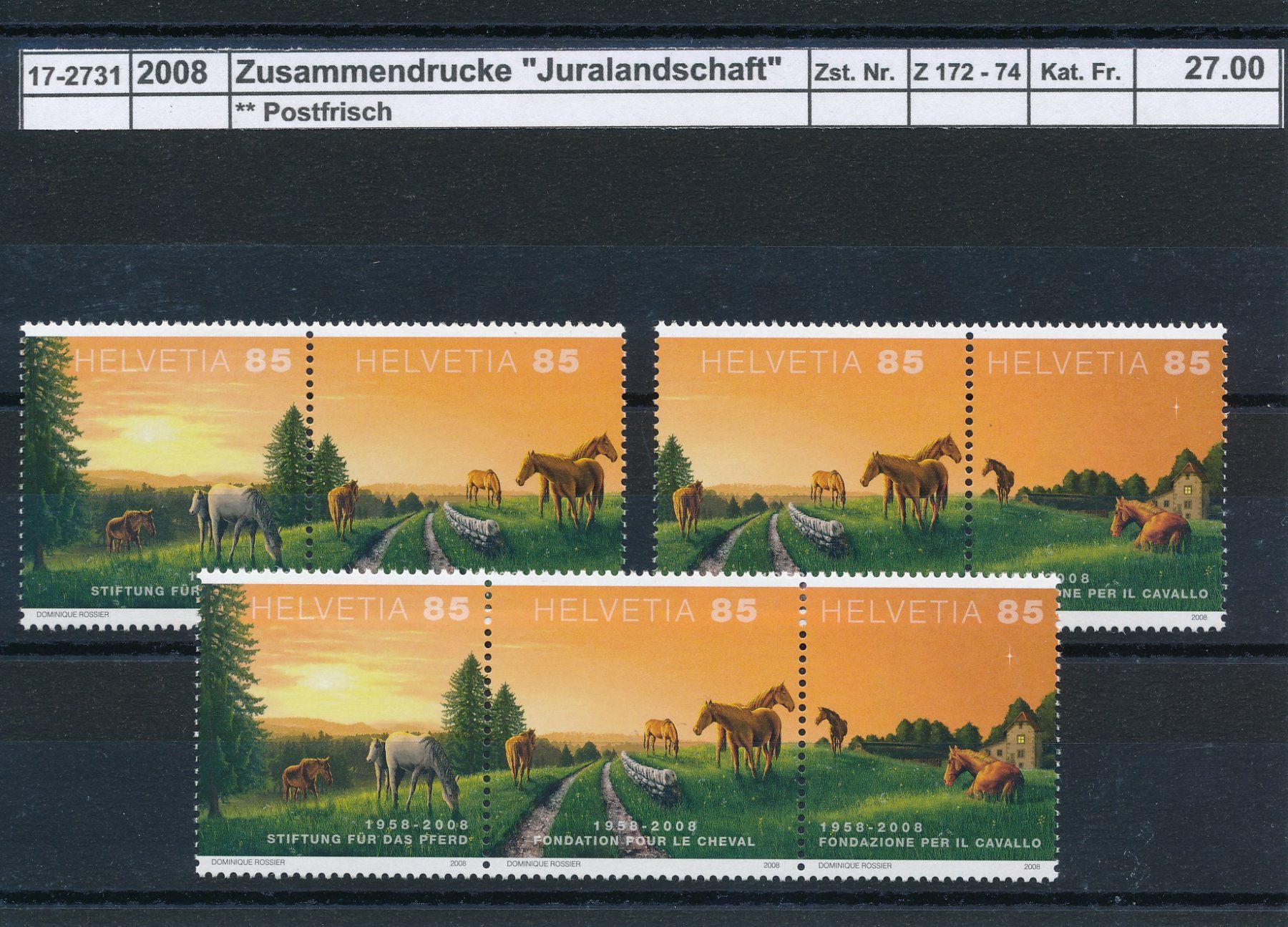 Tous les timbres: 2008 Zusammendrucke, "Juralandschaft", ** postfrisch – Neuf (Voir description) à Winterthur par Zupogeru