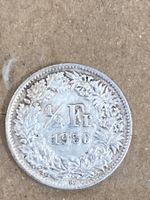 SVIZZERA 1/2  FR MONETA IN ARGENTO 1950 usata - circolata
