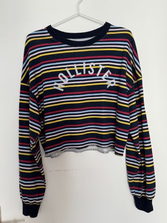 Hollister Langarm-Pullover, Gr. M, Baumwolle, gestreift
