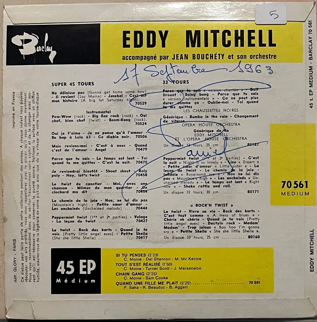 Dischi in vinile: EDDY MITCHELL - SI TU PENSES – Usato da Bussigny venduto da vinyl-pas-cher 1
