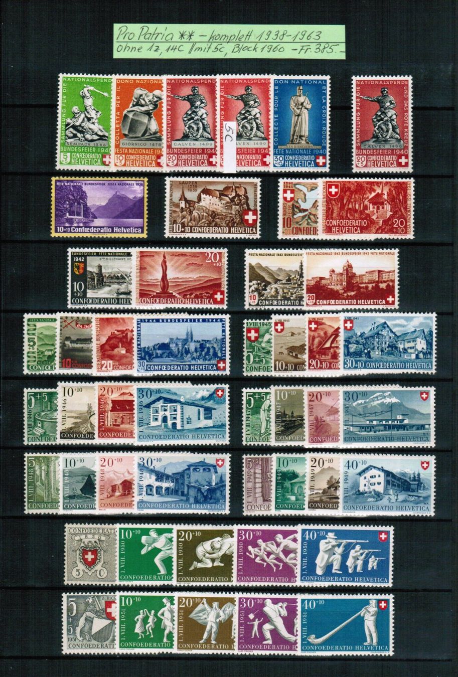 Tous les timbres: Pro Patria 1938-1963 ** postfrisch – Neuf (Voir description) à Bern par peri02
