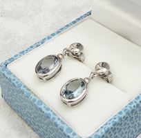 Silber 925 Aquamarin-Zirkonia Ohrringe (rhodiniert) - NEU