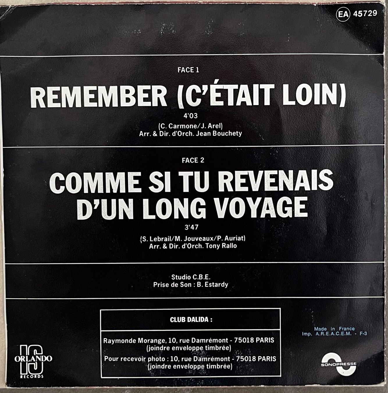 Schallplatten: DALIDA - REMEMBER... C'ETAIT LOIN – Gebraucht aus Bussigny von vinyl-pas-cher 1