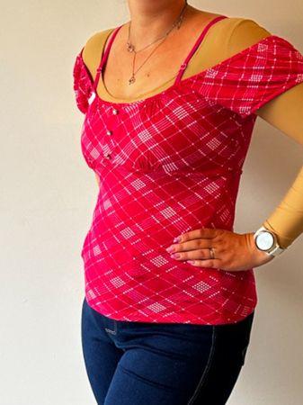 Sommerhit! Pinkes Off-Shoulder Top Grösse M
