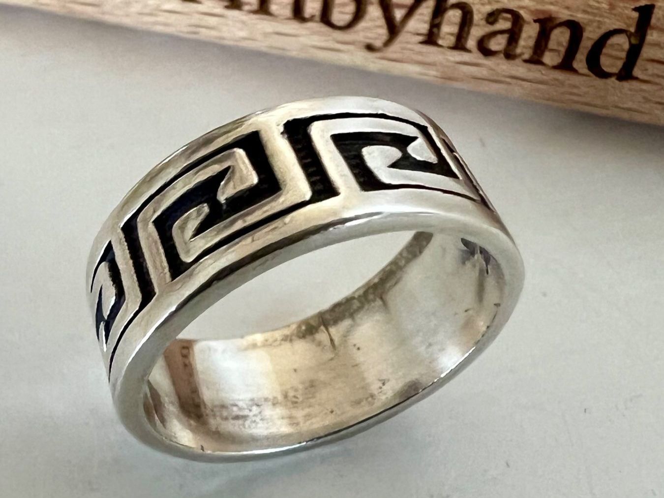 Ringe: Silber 925 Band Ring oder Zehenring Meander-Design 6mm G47 – Gebraucht aus Ruswil von artbyhand 1