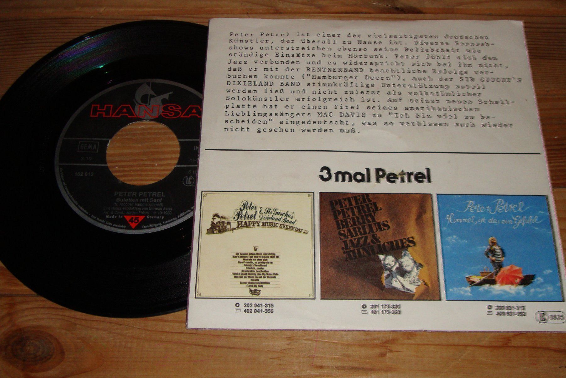 Dischi in vinile: PETER PETREL -ICH BIN VIEL ZU BESCHEIDEN – Usato da Bern venduto da Uli_10_11 1