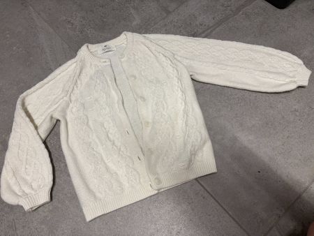 Gilet jaquette tricot blanc taille 122 - 128 neuf