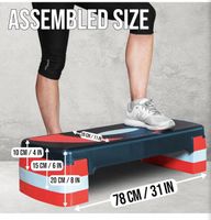 Adjustable Aerobic Fitness Step, 3 Levels, Red/Black