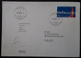 1953: Drei FDC Flughafen Zürich.d.-fr.-it. Nr.313