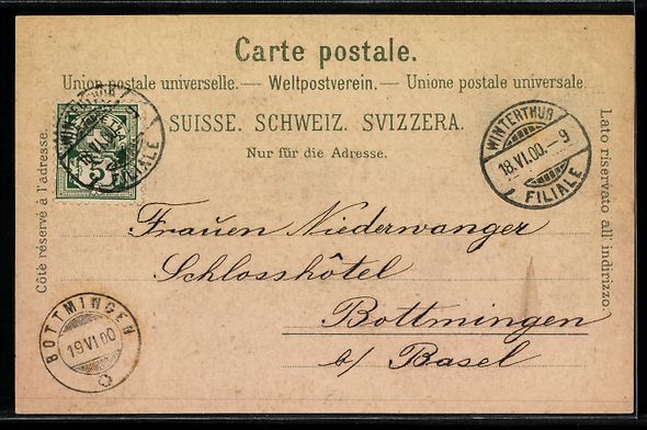 Cartoline postali: Litho Winterthur, Panorama, Bahnhof, Kyb – Usato da Berlin venduto da bartko-reher 1