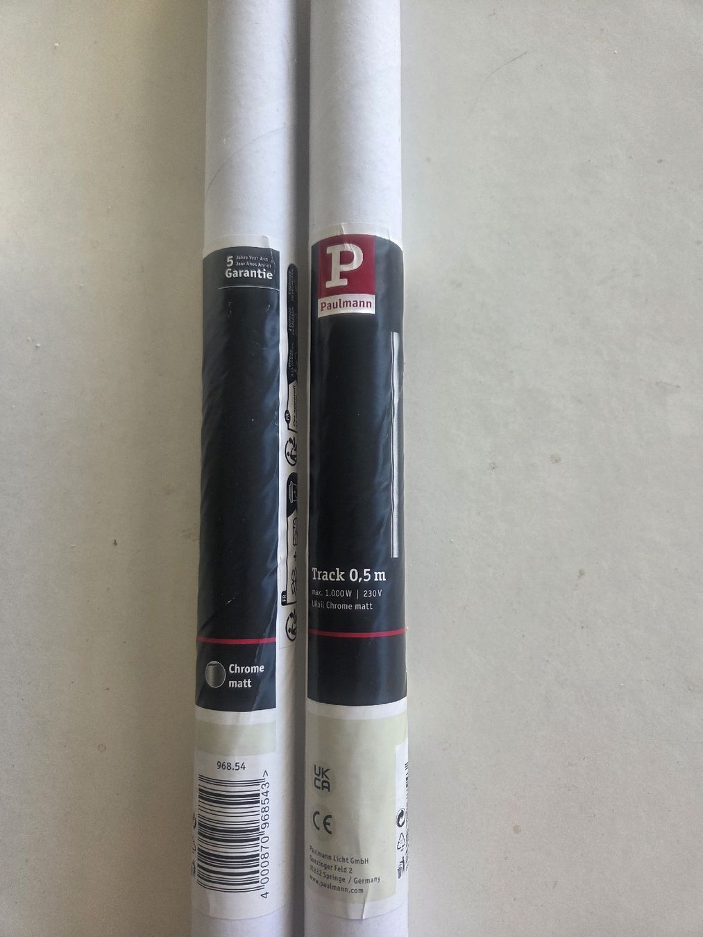 Paulmann Lampade: 2x Paulmann URail 0.5meter 1000W 230V Chrome Matt – Nuovo (secondo la descrizione) da Quartino venduto da 123HOBIT