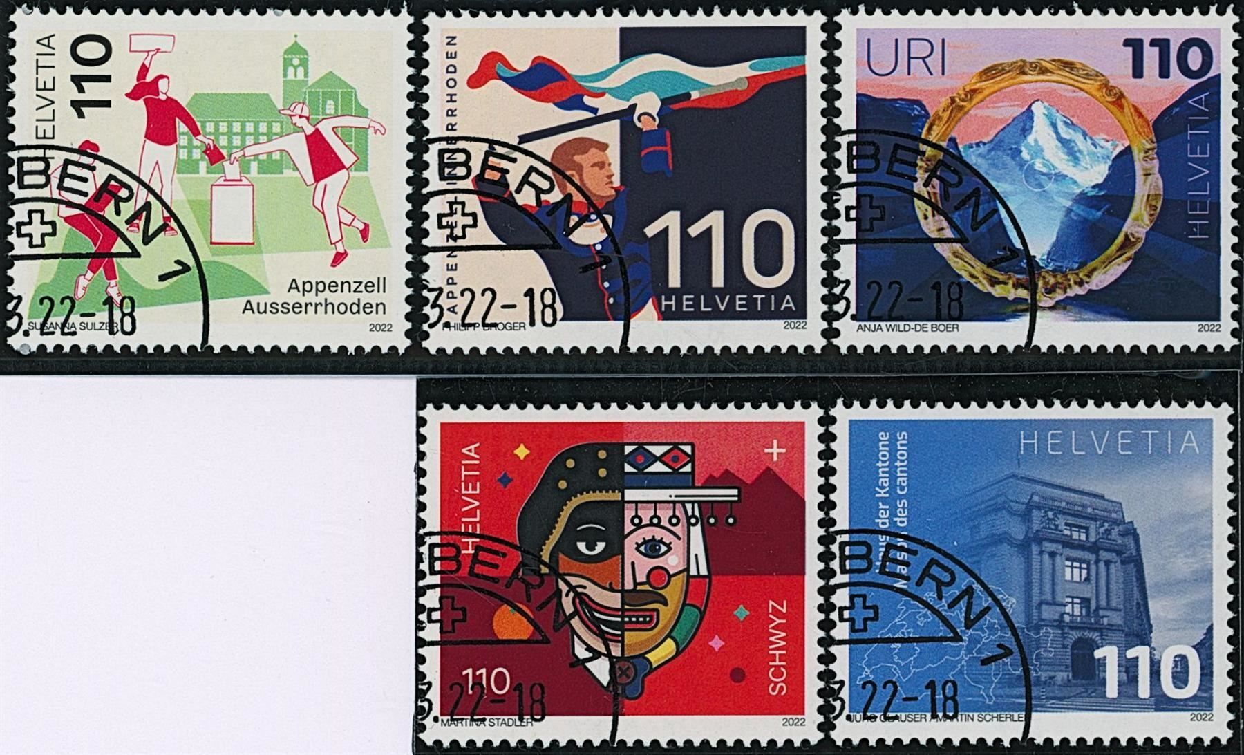 Tutti i francobolli: 2022 - Kanton - Schweiz - Ersttag Stempel ET – Usato da Schindellegi venduto da leecollect 4