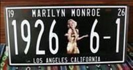 License Plates Nummernschild-MARILYN MONROE 1-6-1926