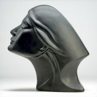 Superbe buste en céramique noire de style Art déco