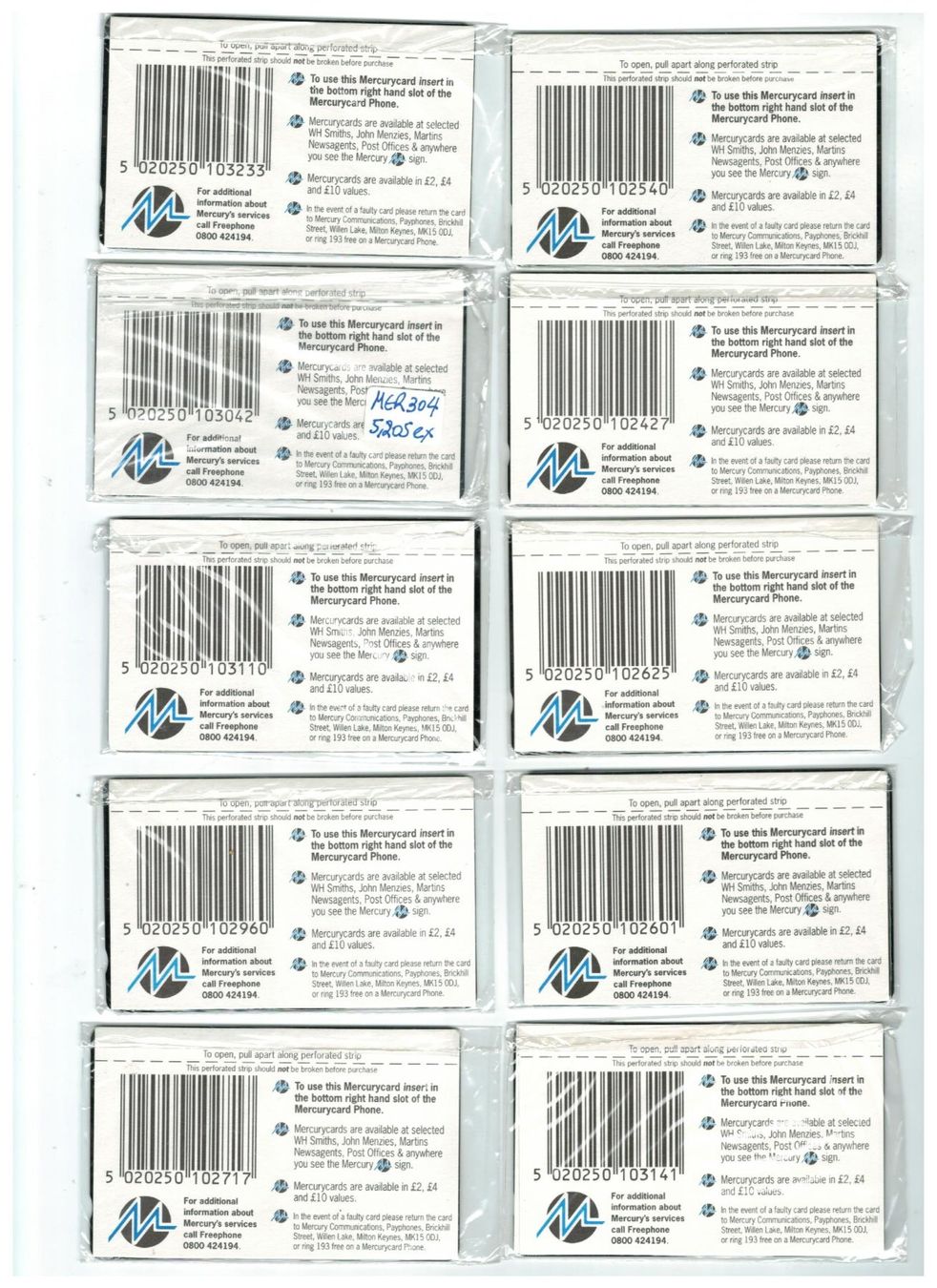 Cartes de téléphone: 10 Telefonkarten Mercury GB originalverpackt – Neuf avec emballage d'origine à Zürich par Tolima194 1