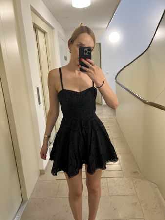 Black Broderie Anglaise Dress Size M good condition