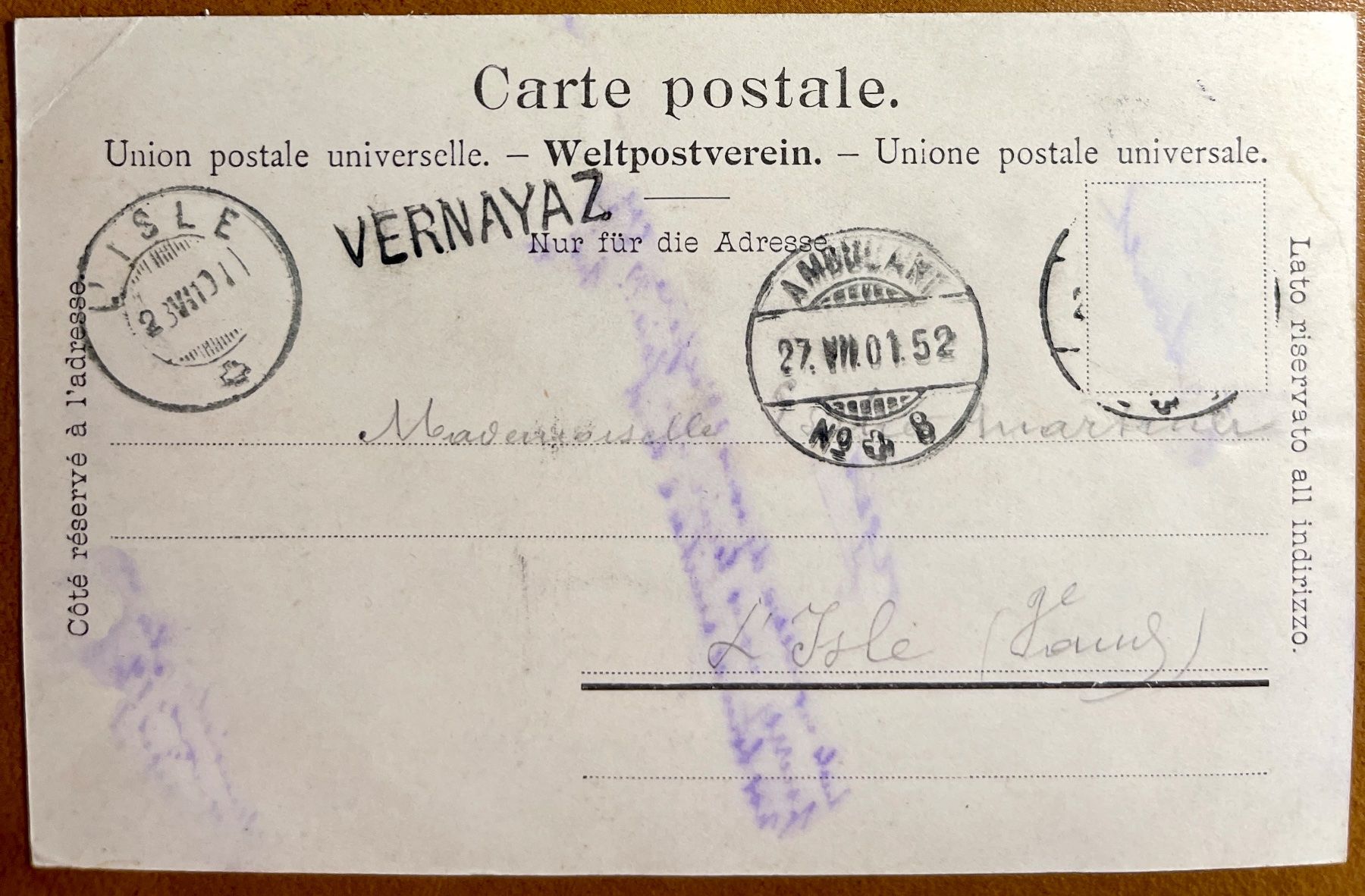 Cartoline postali: Le Châtelard (Valais) & Les Aiguilles Rouges 1901 – Usato da Lutry venduto da Ediego 1