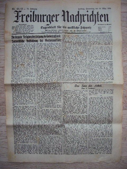 Riviste & Magazine: Freiburger Nachrichten 1936 – Usato da Ennetbürgen venduto da meichtri 2