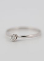 Solitaire Ring Diamant 0.10ct 18K Weissgold / 52