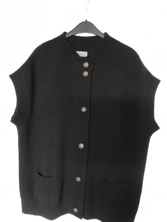Schwarze Cashmere Strickweste mit Knöpfen