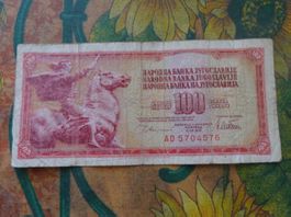 YOUGOSLAVIE  (B)  100  Dinara  Billet