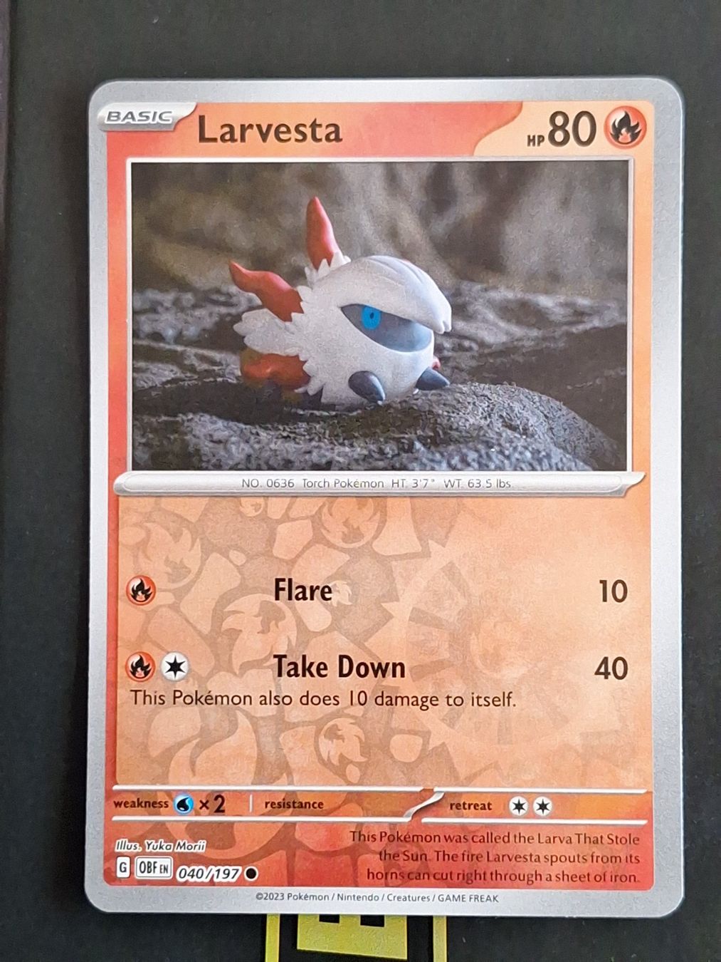 Pokémon Carte collezionabili: Larvesta - Pokemon Reverse Holo Obsidian Flames – Usato da Altstätten SG venduto da GGsGameshop