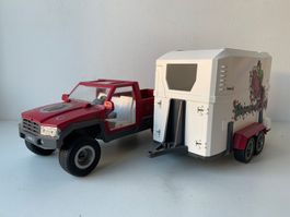 Schleich Pickup Truck Auto Fahrzeug mit Anhänger für Pferde