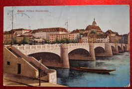 Basel, Mittlere Rheinbrücke 1910  rar