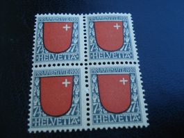 Pro Juventute 1920, 4erblock Wäppli Schwyz **