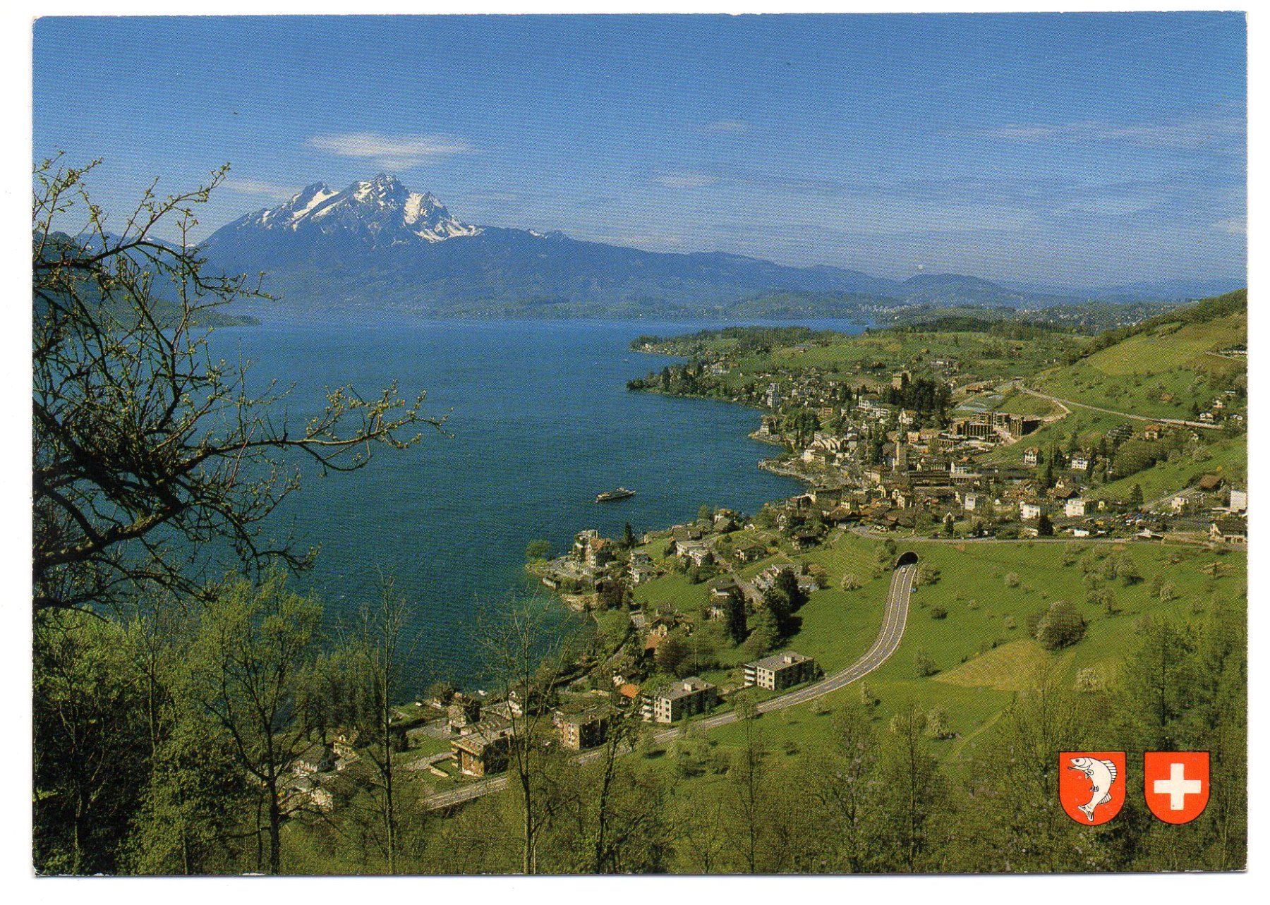 Cartoline postali: WEGGIS Hertenstein mit Pilatus – Usato da Jona venduto da philajona