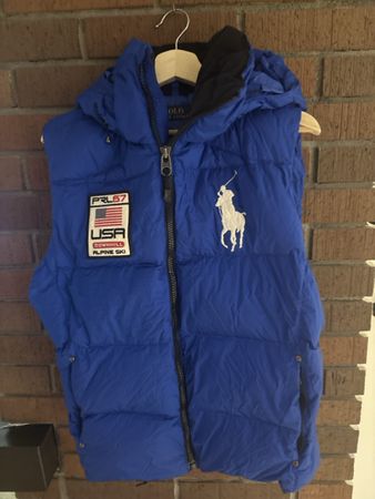 Polo Ralph Lauren Daunenweste blau mit Kapuze Grösse L