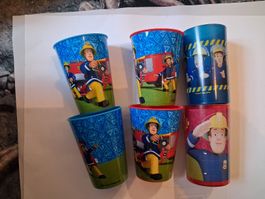 6 Becher Sam der Feuerwehrmann, Kinderbecher, Set Top!
