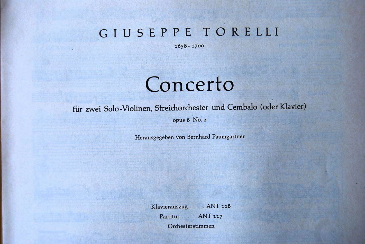 Libri: Antiqua: G. Torelli - Concerto – Usato da Rüfenacht BE venduto da Toro06 1