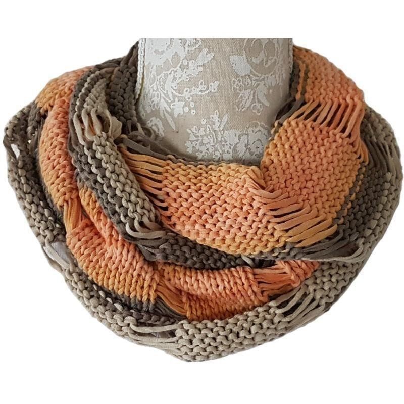 Foulard & Sciarpe: Loopschal Handgestrickt apricot/camel – Nuovo (secondo la descrizione) da Kaltbrunn venduto da Condor2