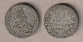 Hessen - Kassel, 1/6 Taler 1831