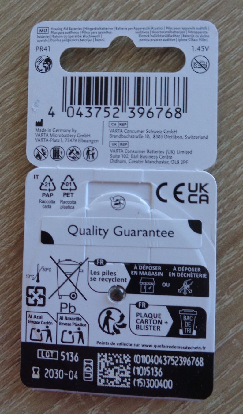 Varta Caricatori & Batterie: Hörgerätebatterien power one p313 – Nuovo e nell'imballaggio originale da Münsingen venduto da Reika2007 2