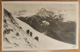 Lenzerheide Skifahrer in steilem Gelände um 1920