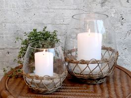 Chic Antique Windlicht "Hurricane" mit Flecht, Höhe 30,5 cm