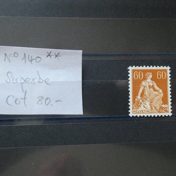 Alle Briefmarken: Nr. 140 ** HELVETIA mit Schwert – Neu (gemäss Beschreibung) aus Egliswil von Trens01