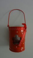 NEUES Windlicht orangerot-weiss Polka dot - 81432